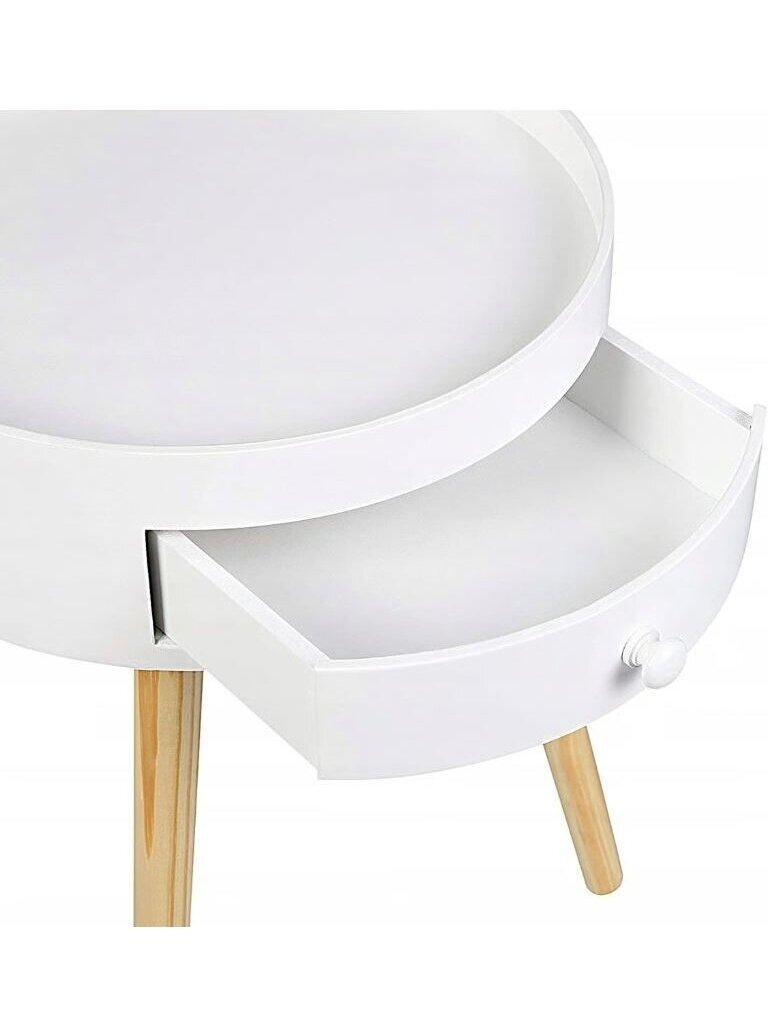 Bedside table with drawer, MDF, white 4