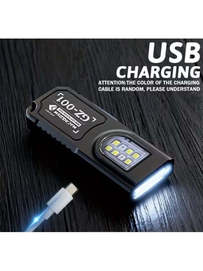 Nešiojamas USB įkraunamas mini žibintas su magnetiniu pagrindu ir 5 šviesos režimais 6