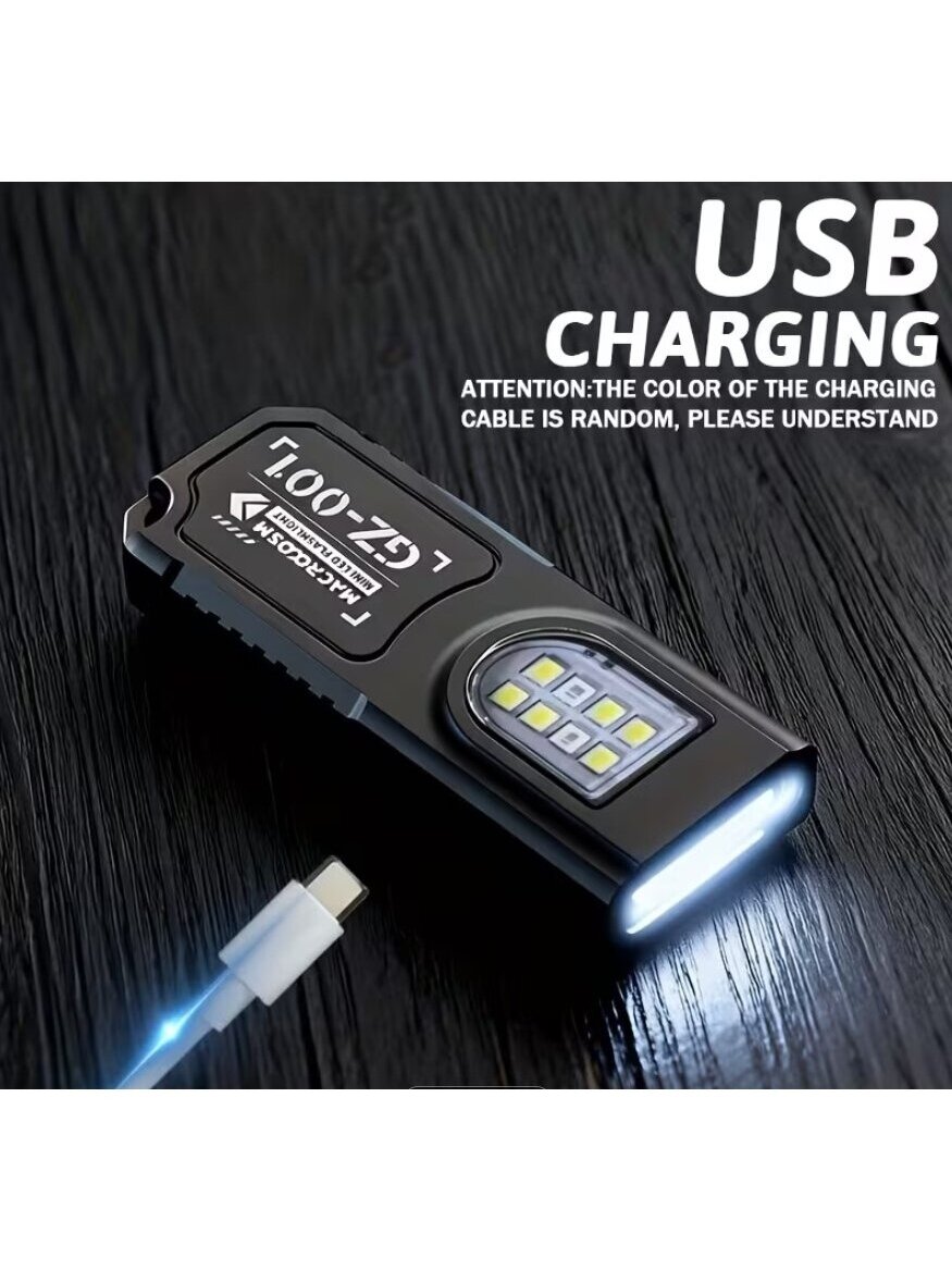 Nešiojamas USB įkraunamas mini žibintas su magnetiniu pagrindu ir 5 šviesos režimais 6