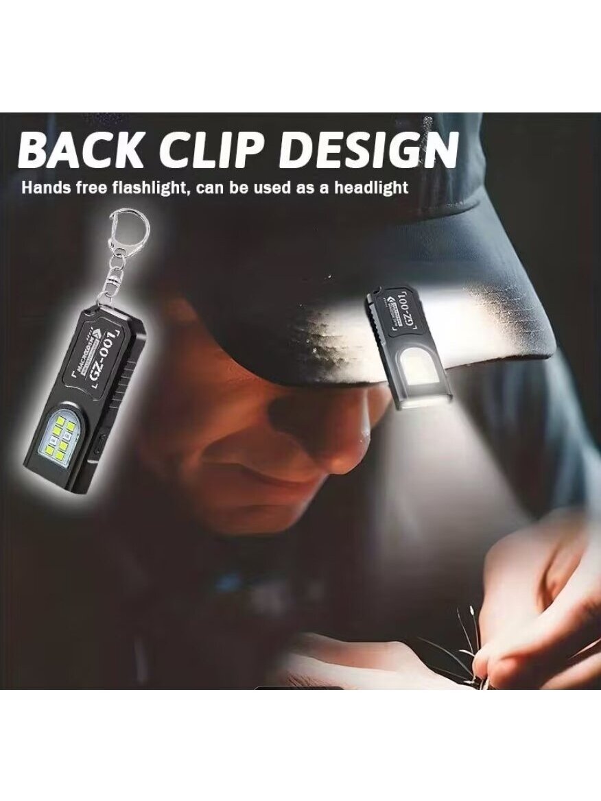 Nešiojamas USB įkraunamas mini žibintas su magnetiniu pagrindu ir 5 šviesos režimais 4