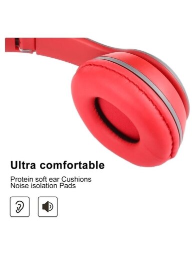 P47 sulankstomos belaidės Bluetooth ausinės su 3,5 mm jungtimi (raudonos) P47 sulankstomos belaidės Bluetooth ausinės su 3,5 mm jungtimi (raudonos)