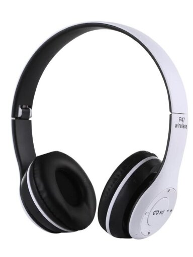 P47 sulankstomos belaidės Bluetooth ausinės su 3,5 mm jungtimi (Baltos) P47 sulankstomos belaidės Bluetooth ausinės su 3,5 mm jungtimi (Baltos)
