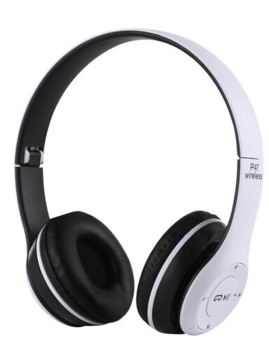 P47 sulankstomos belaidės Bluetooth ausinės su 3,5 mm jungtimi (Baltos) P47 sulankstomos belaidės Bluetooth ausinės su 3,5 mm jungtimi (Baltos)