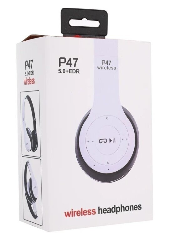 P47 Складные Беспроводные Bluetooth Наушники с 3,5 мм Разъемом (Белые) 8