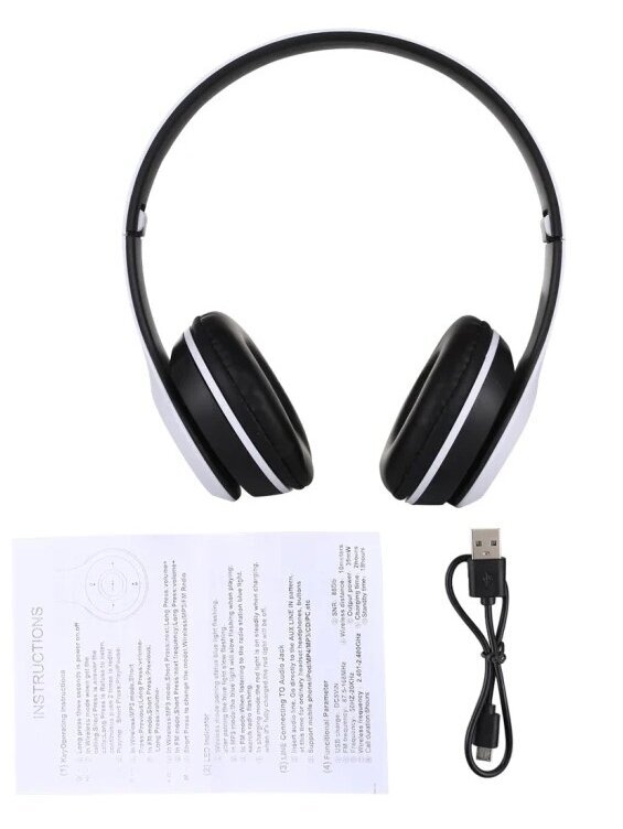 P47 Складные Беспроводные Bluetooth Наушники с 3,5 мм Разъемом (Белые) 3