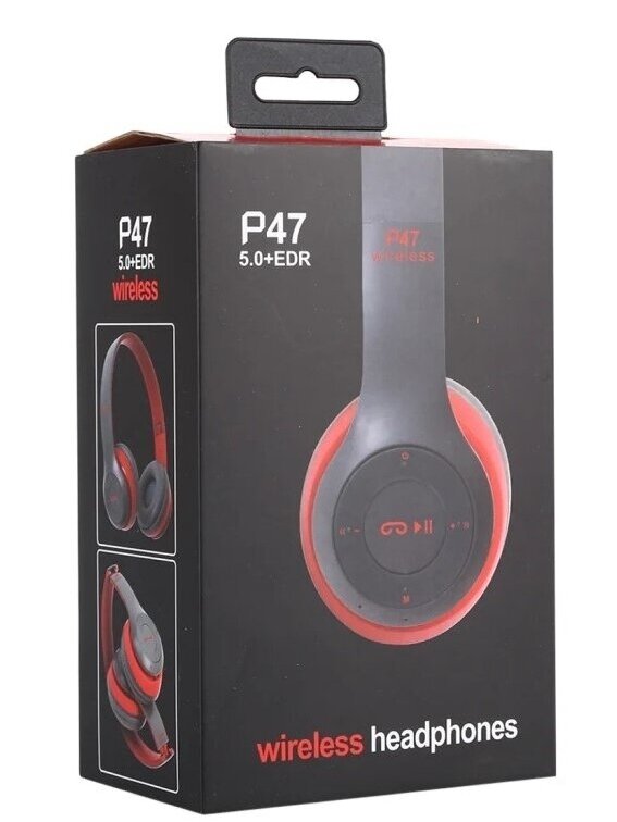 P47 sulankstomos belaidės Bluetooth ausinės su 3,5 mm jungtimi (raudonos) 5