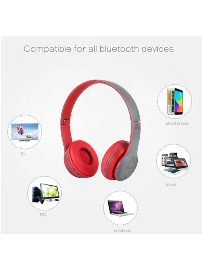 P47 sulankstomos belaidės Bluetooth ausinės su 3,5 mm jungtimi (raudonos) 2