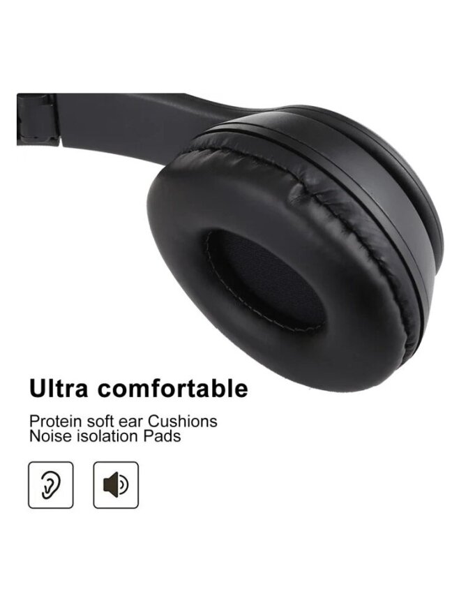P47 Foldable Wireless Bluetooth Headphones with 3.5 mm Jack (Black) 4