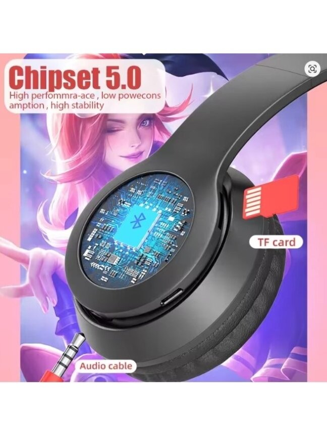 P47M belaidės Bluetooth ausinės su katės ausytėmis (Violetinė) 3