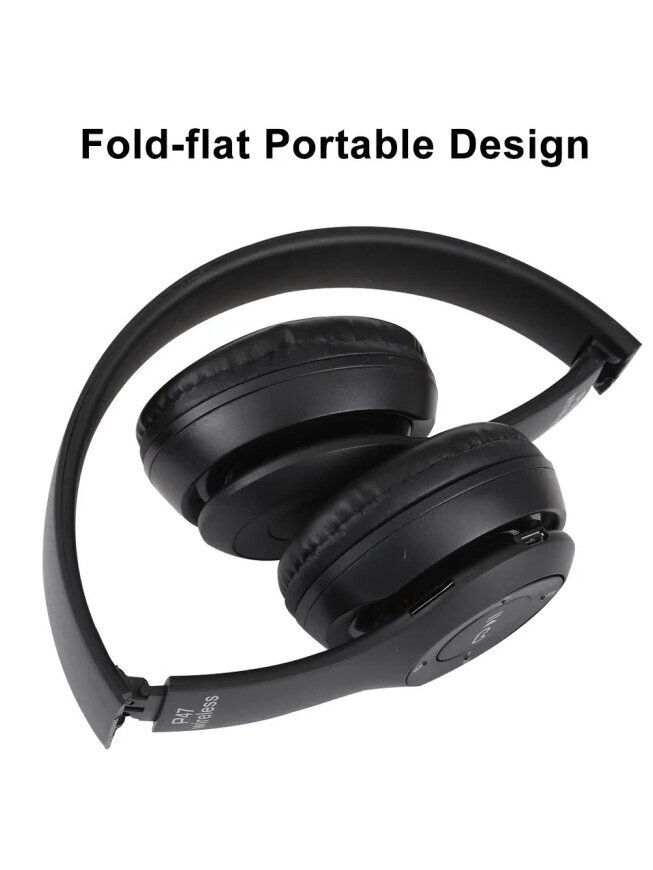 P47 Foldable Wireless Bluetooth Headphones with 3.5 mm Jack (Black) 3