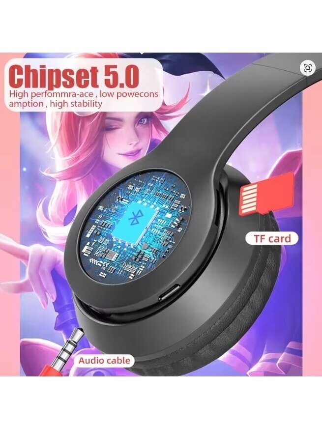 P47M belaidės Bluetooth ausinės su katės ausytėmis (Violetinė) 3