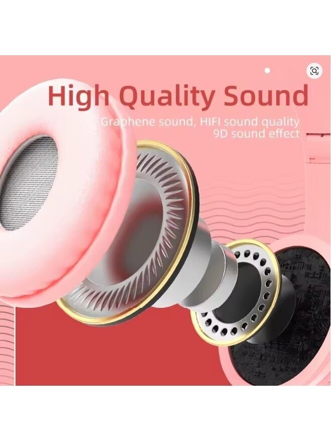 P47M belaidės Bluetooth ausinės su katės ausytėmis (Violetinė) 2