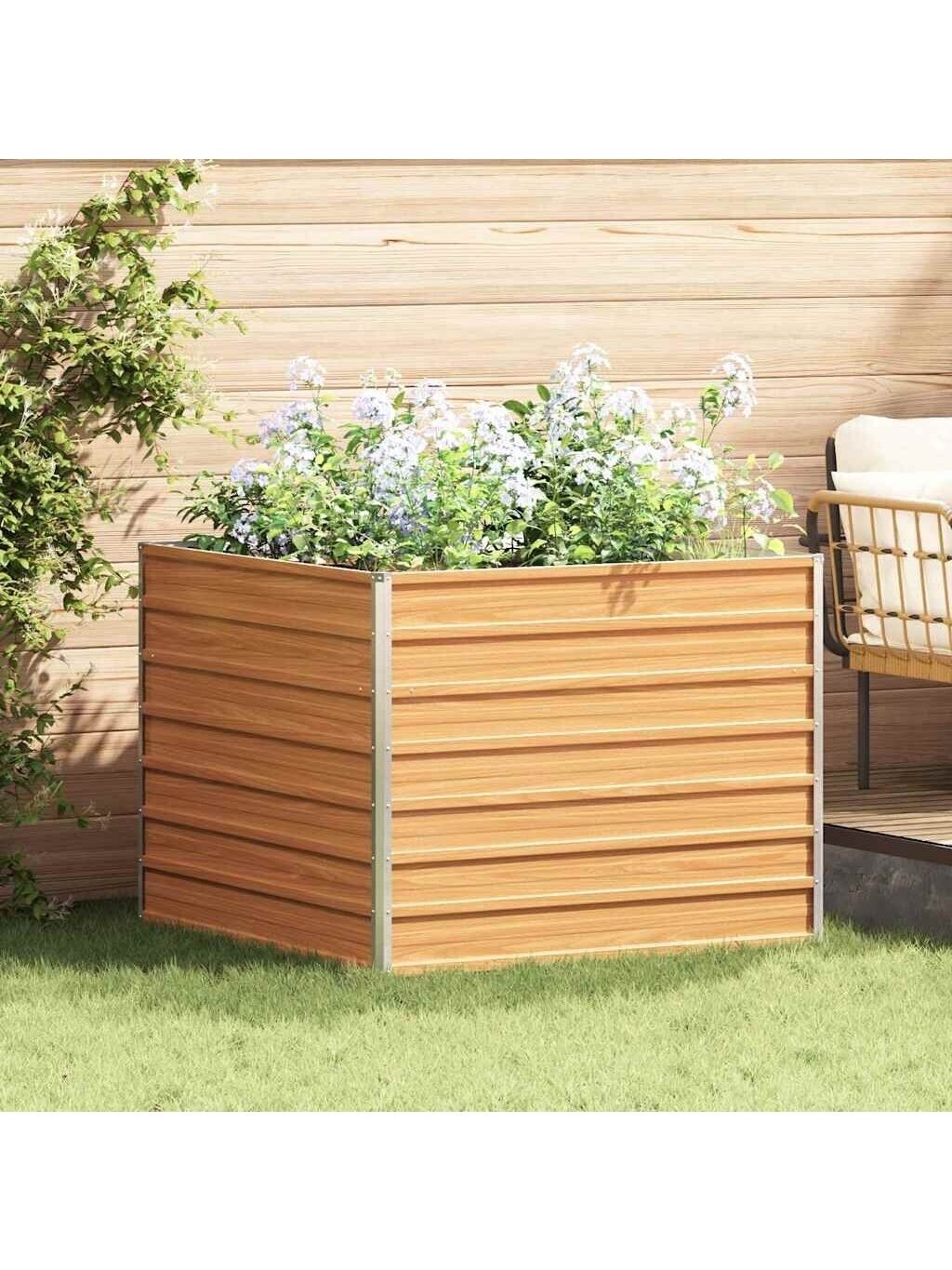 Raised garden bed, light brown, 100 × 100 × 77 cm