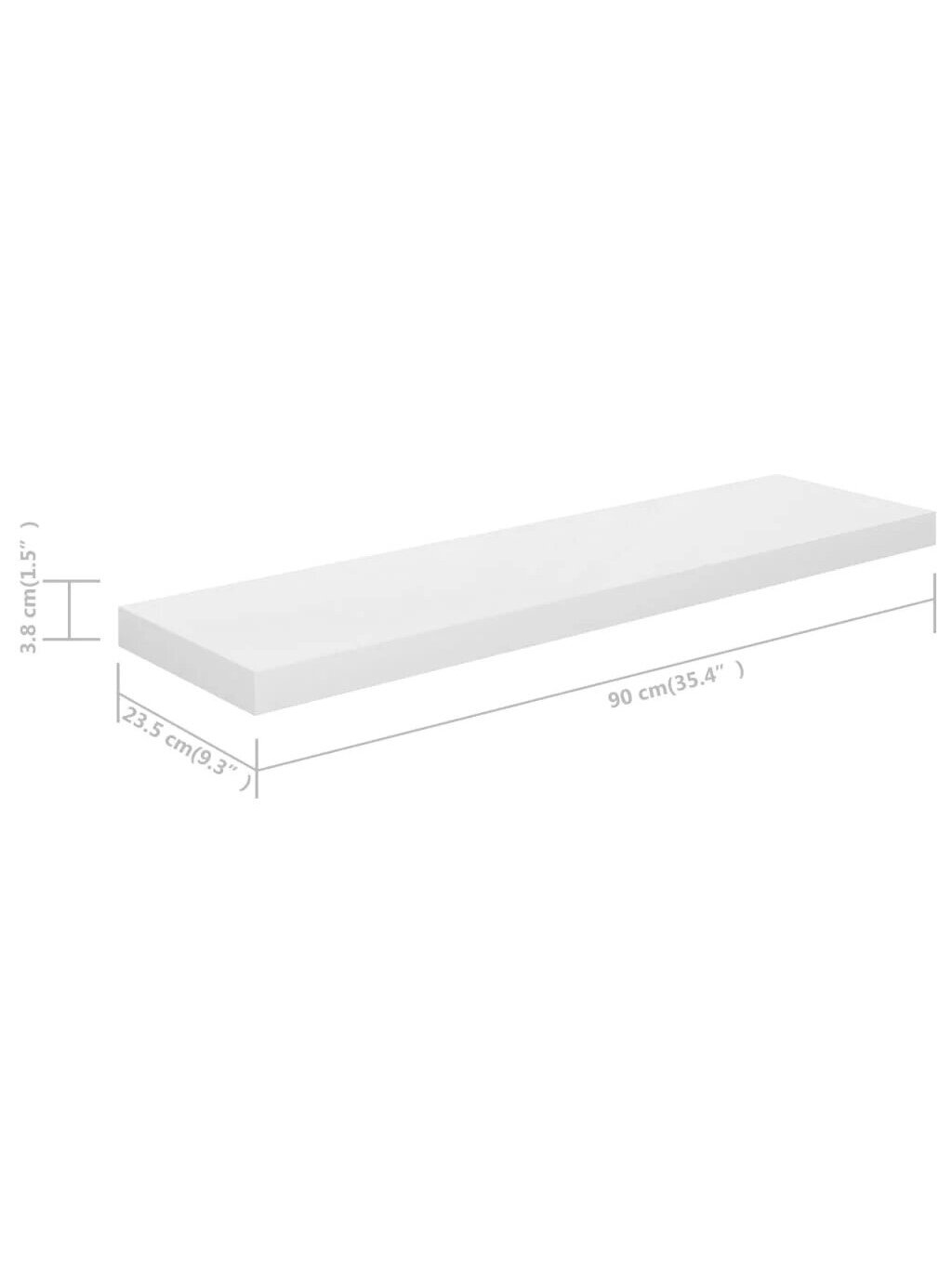Pakabinamos lentynos, 2vnt., baltos, 90x23,5x3,8cm, MDF 7