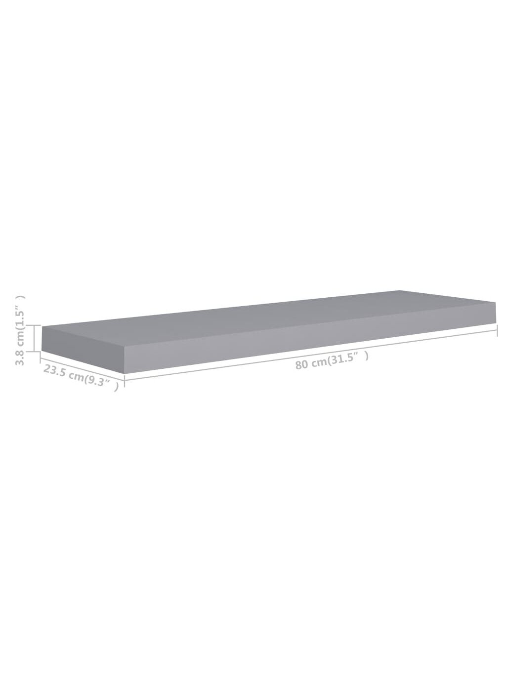 Hanging shelves, 2 pcs, gray, 80 × 23.5 × 3.8 cm, MDF 6