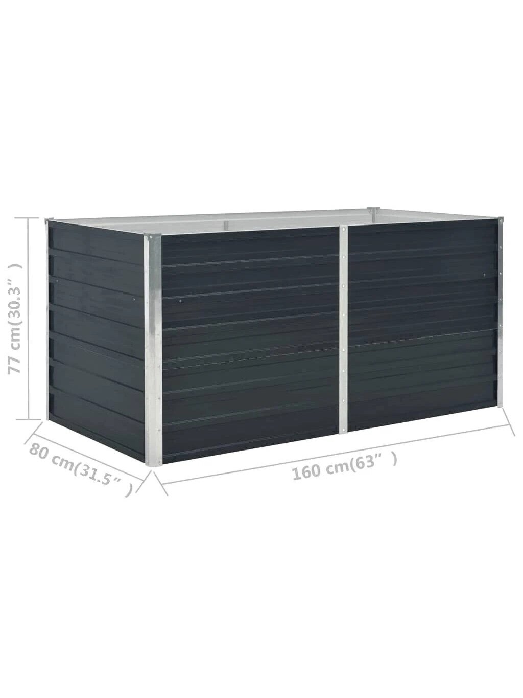 Raised garden bed, second-hand, 160x80x77 cm, galvanized steel 6