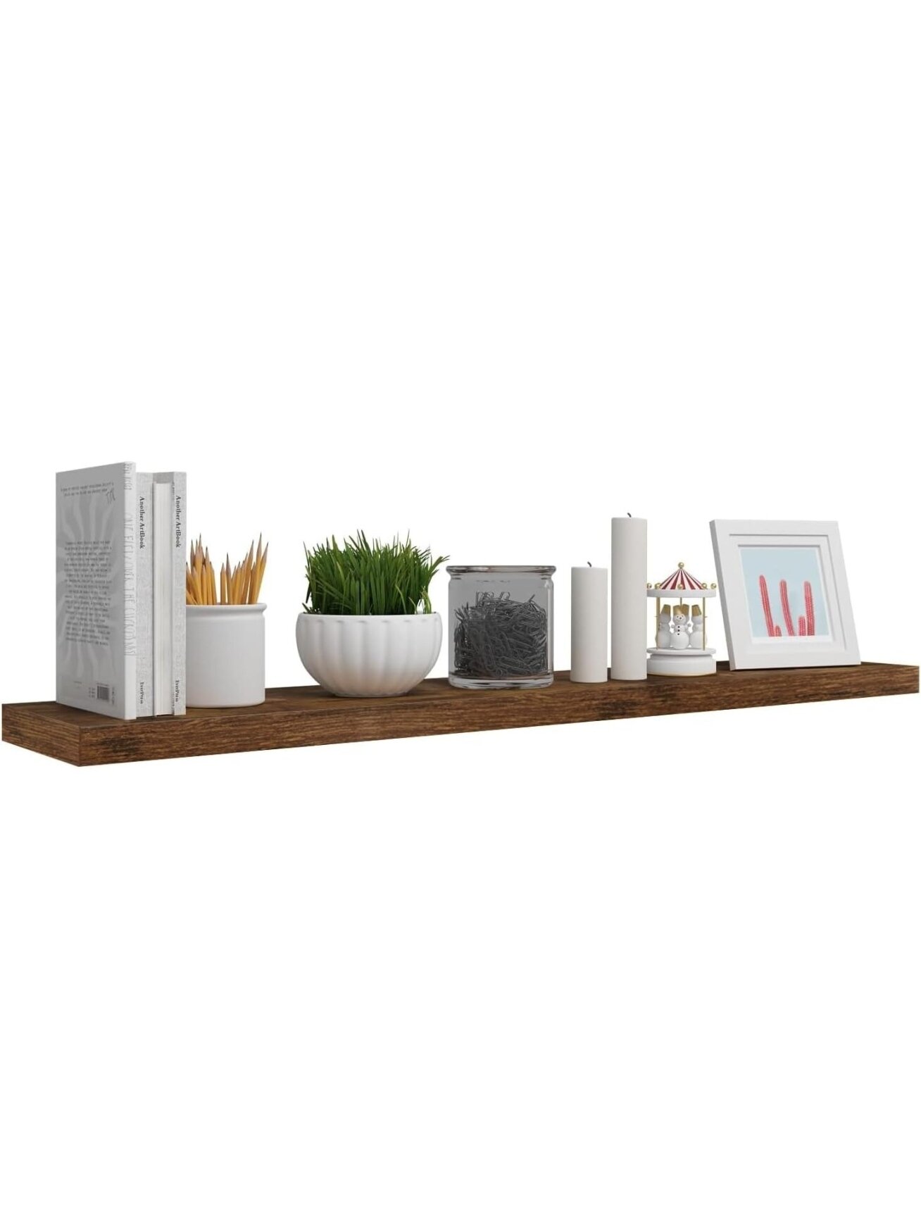Wall-Mounted Wooden Shelf, 120 × 23 × 3.8 cm, Brown 2 Wall-Mounted Wooden Shelf, 120 × 23 × 3.8 cm, Brown 2