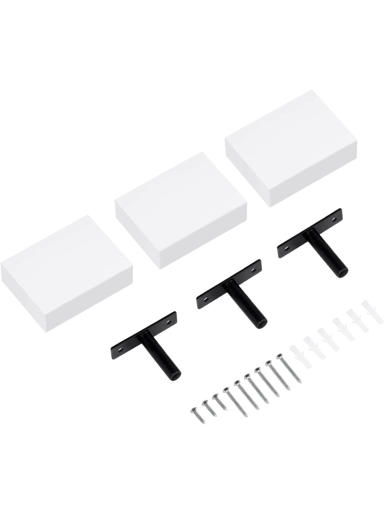Wall-mounted floating shelf, glossy MDF shelf, 1 pc., 10.5 x 7.5 x 3 cm, white. 3