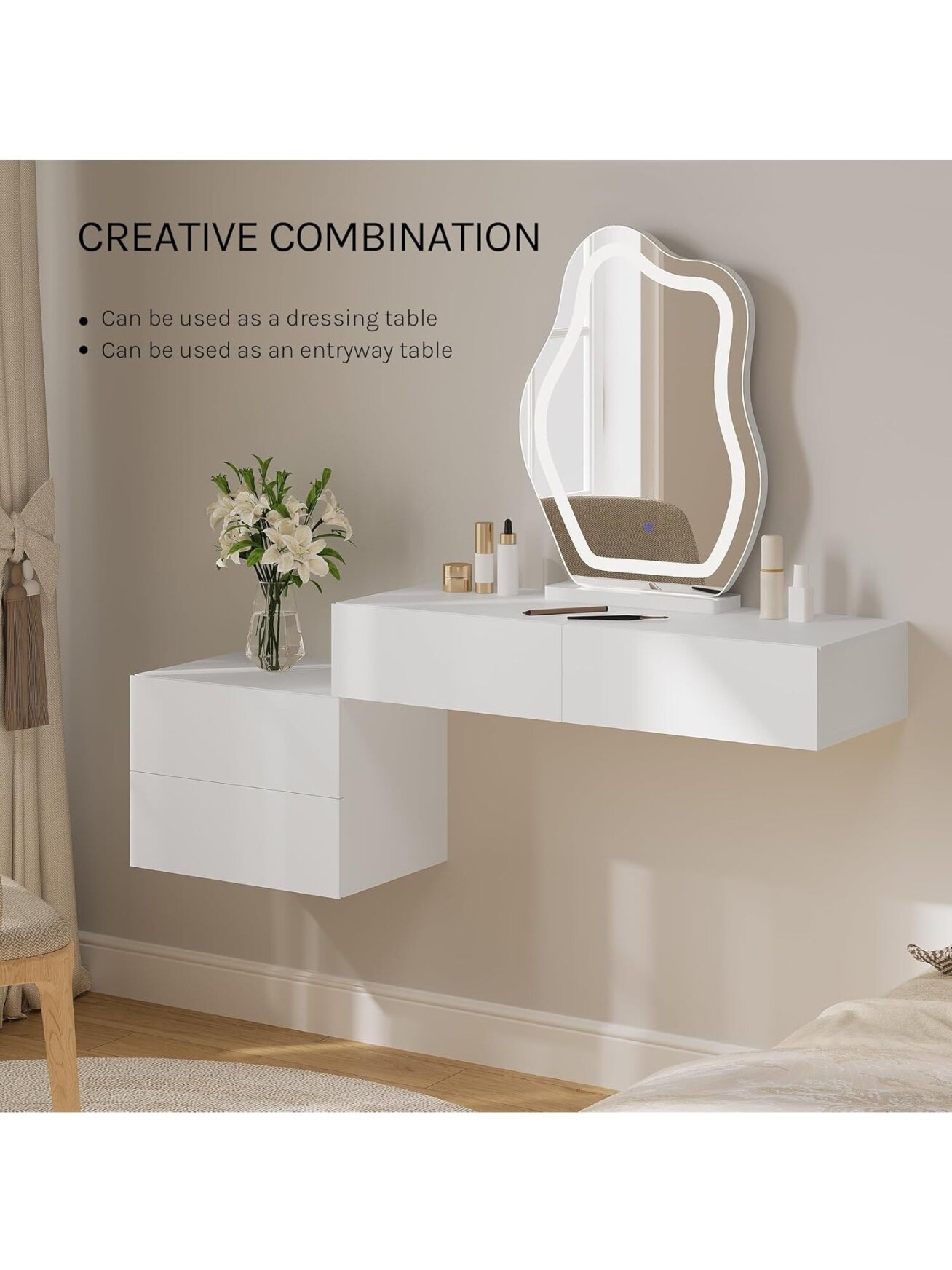 Wall-mounted bedside table with drawer, 40 × 30 × 14 cm 2 Wall-mounted bedside table with drawer, 40 × 30 × 14 cm 2