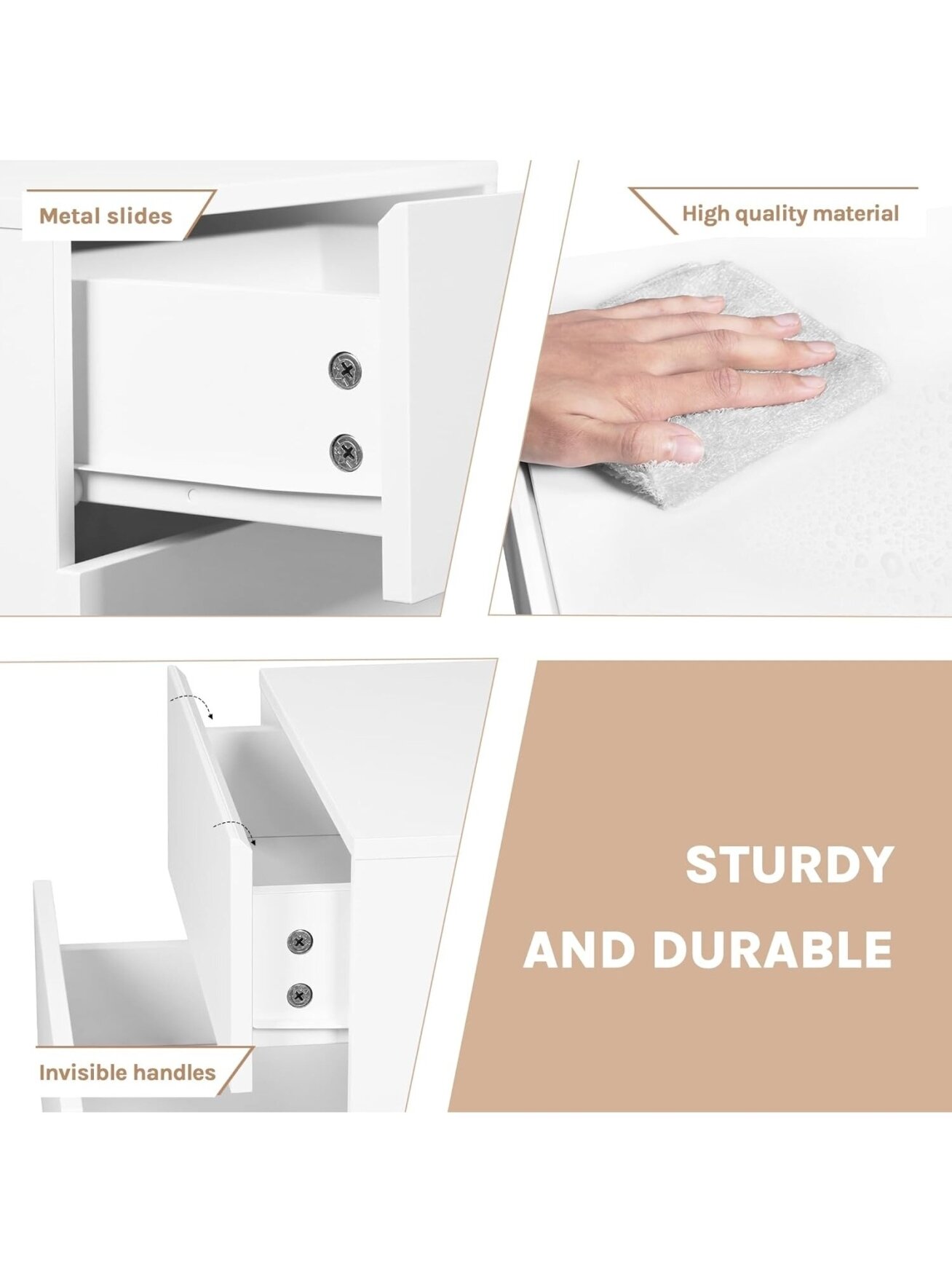Wall-mounted bedside table with drawer, 40 × 30 × 30 cm 3