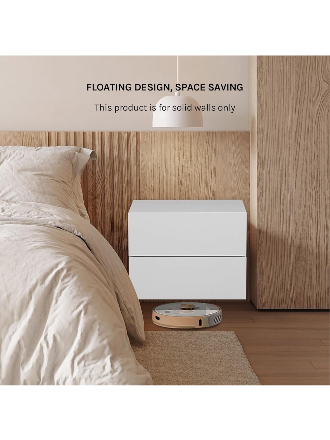 Wall-mounted bedside table with drawer, 40 × 30 × 30 cm 1