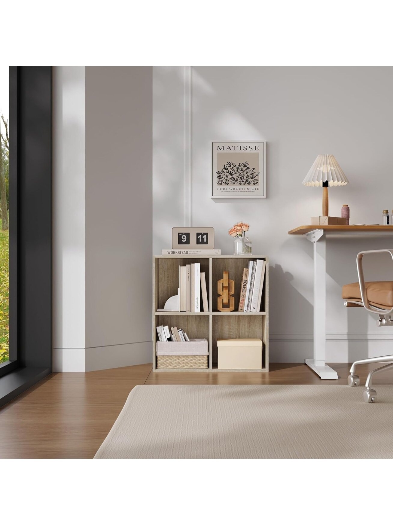 Freestanding cube bookshelf, 4 compartments 8