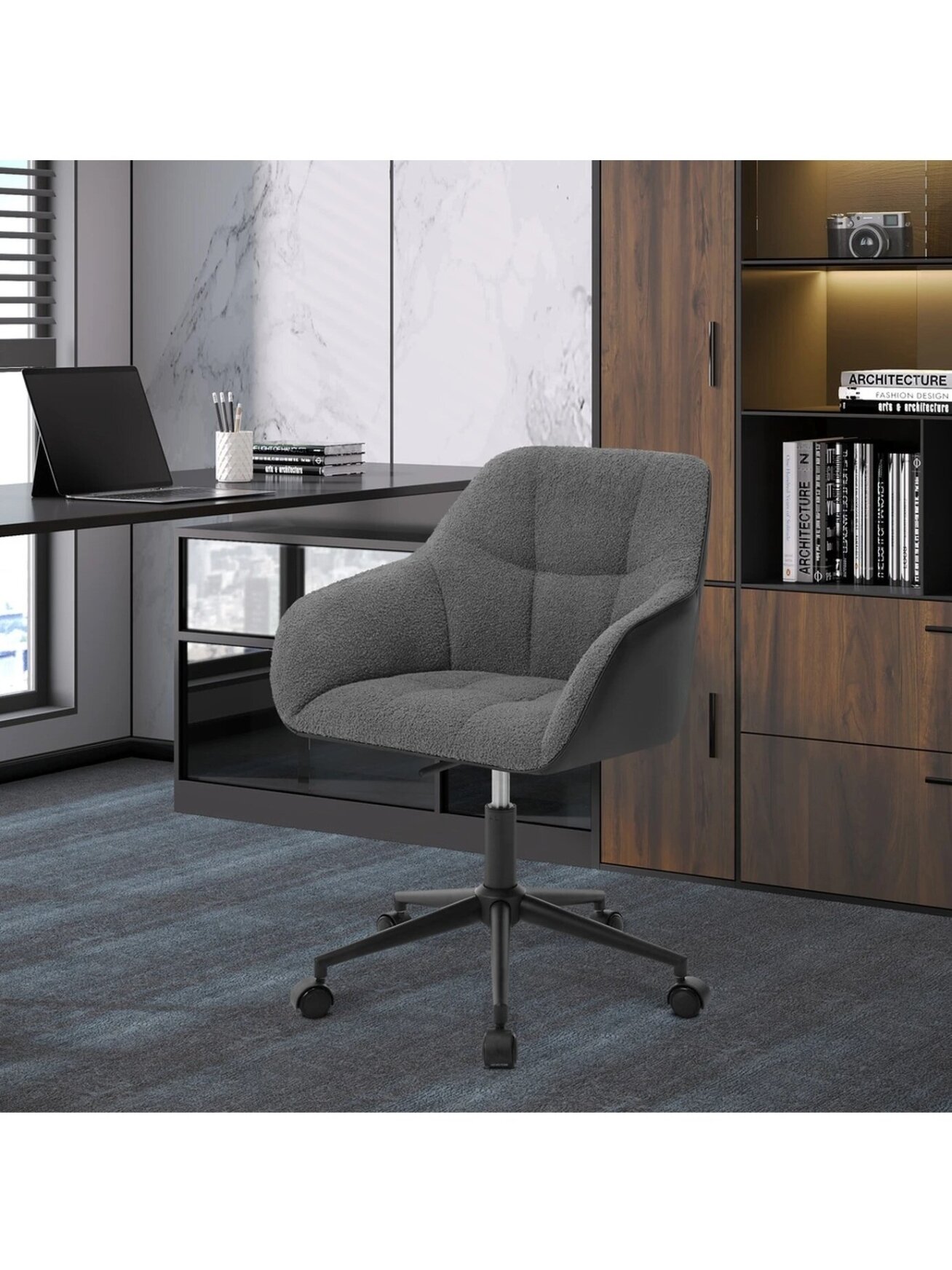 Swivel office chair for home, dark grey 2 Swivel office chair for home, dark grey 2