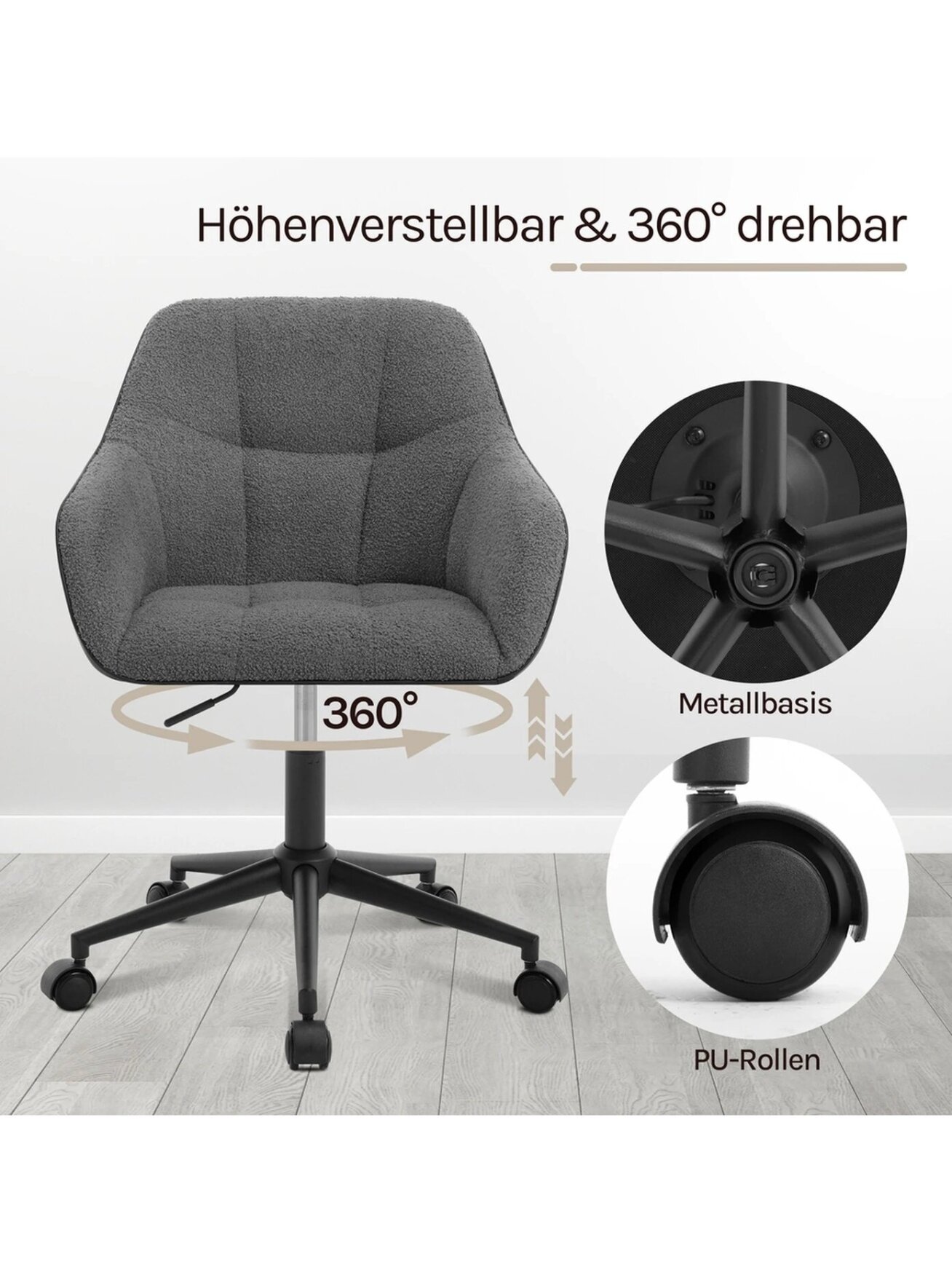 Swivel office chair for home, dark grey 4 Swivel office chair for home, dark grey 4