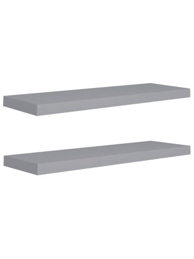 Pakabinamos lentynos, 2vnt., pilkos, 80x23,5x3,8cm, MDF
