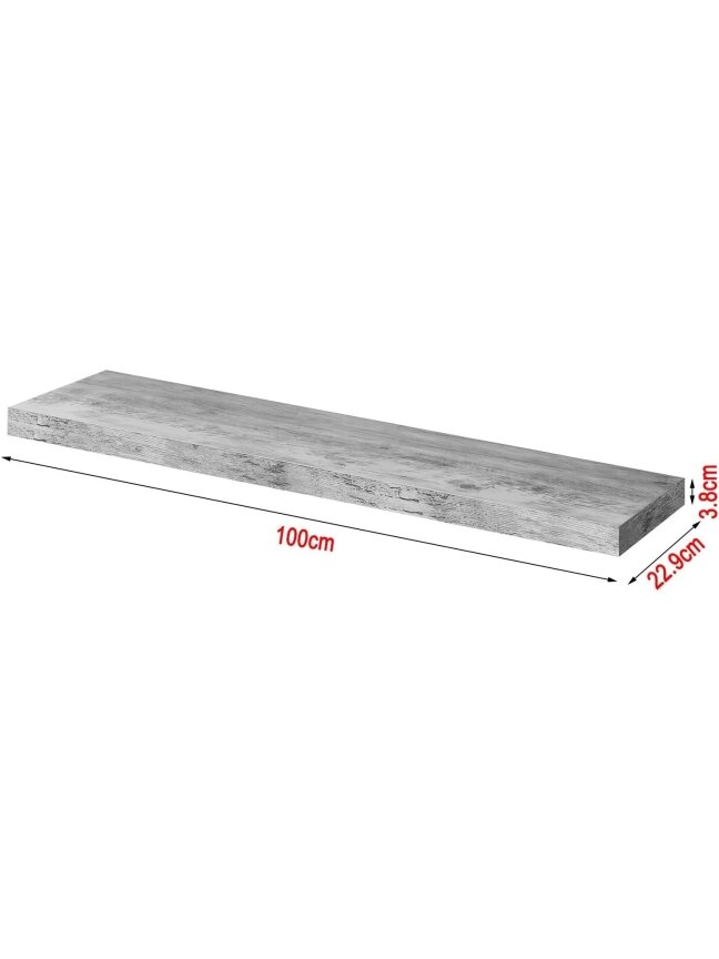 Wall-mounted floating shelf for CDs, DVDs and books, 100 × 22.9 × 3.8 cm, Oak Grey 1