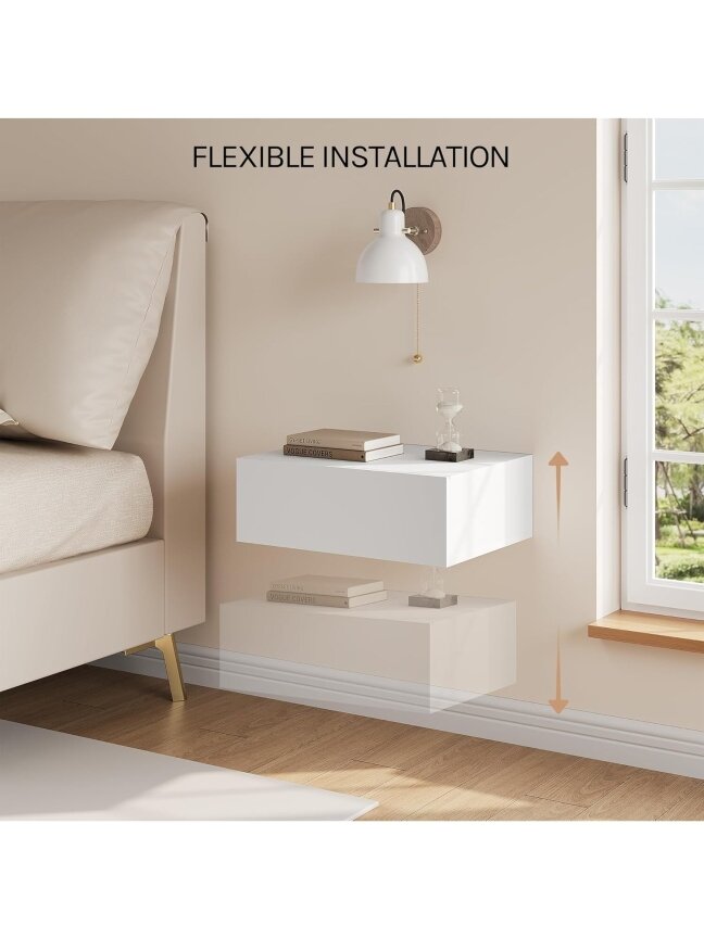 Wall-mounted bedside table with drawer, 40 × 30 × 14 cm 6