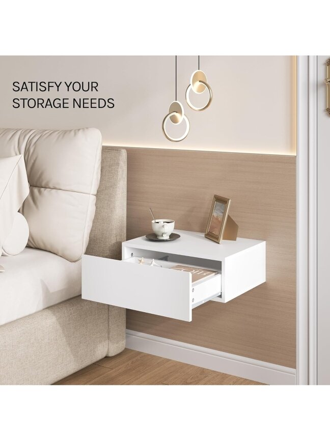 Wall-mounted bedside table with drawer, 40 × 30 × 14 cm 1 Wall-mounted bedside table with drawer, 40 × 30 × 14 cm 1