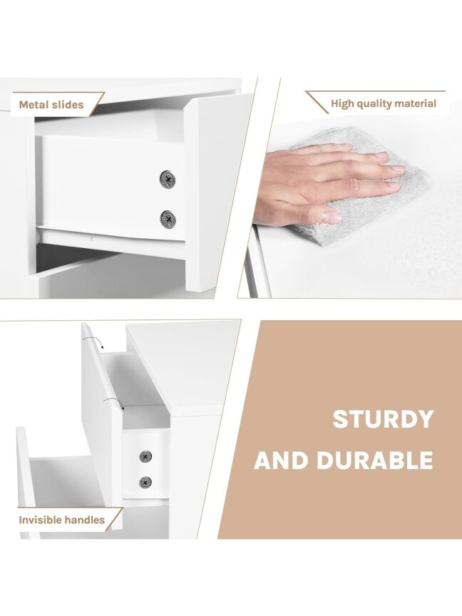 Wall-mounted bedside table with drawer, 40 × 30 × 30 cm 3