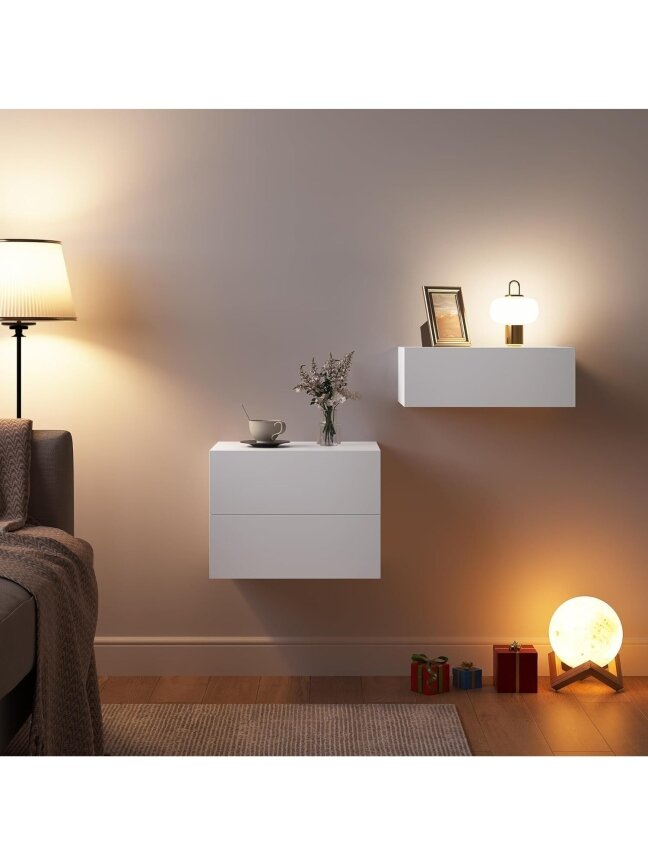 Wall-mounted bedside table with drawer, 40 × 30 × 30 cm 6