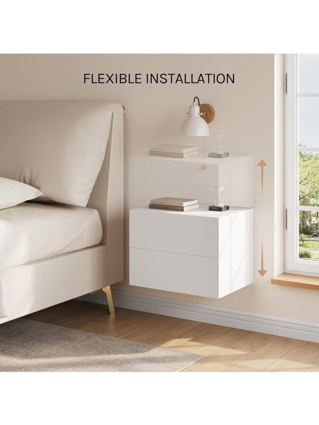 Wall-mounted bedside table with drawer, 40 × 30 × 30 cm 7