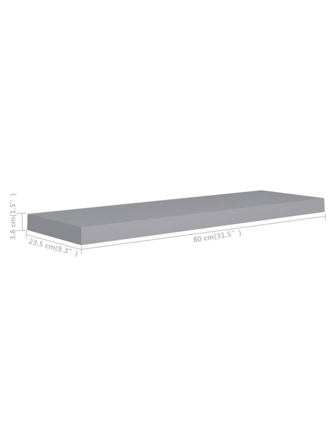 Hanging shelves, 2 pcs, gray, 80 × 23.5 × 3.8 cm, MDF 6