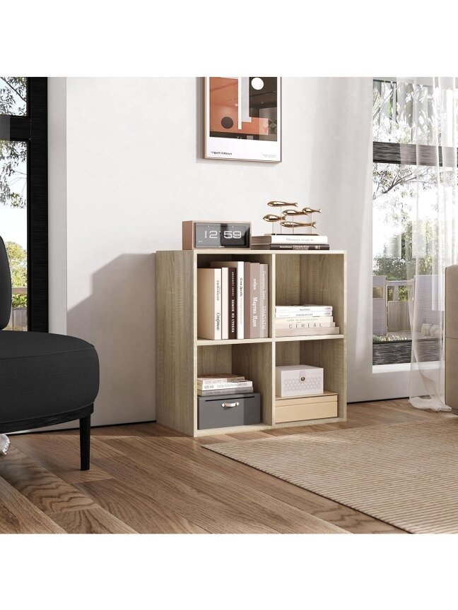 Freestanding cube bookshelf, 4 compartments 1