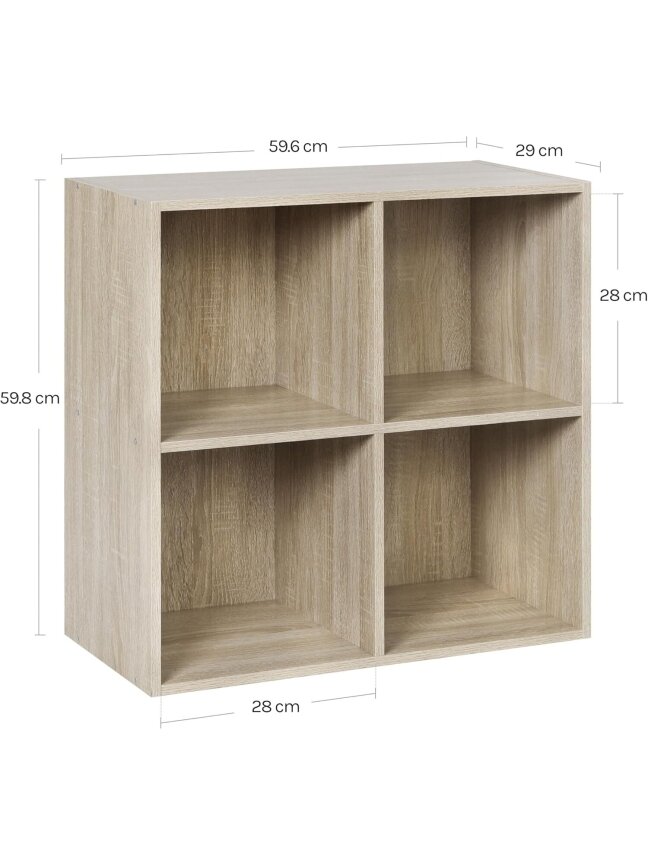 Freestanding cube bookshelf, 4 compartments 7