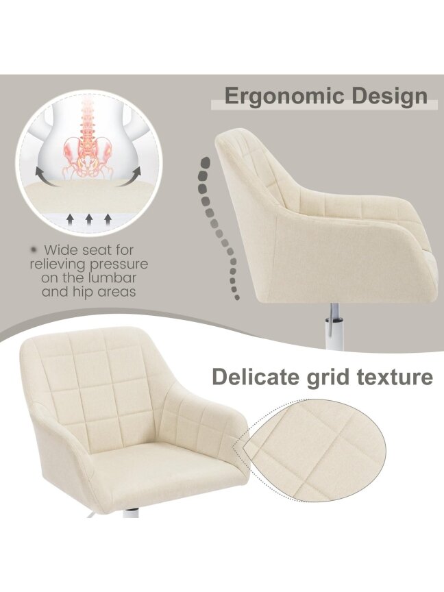Swivel office chair – adjustable height, fabric, cream color 2 Swivel office chair – adjustable height, fabric, cream color 2