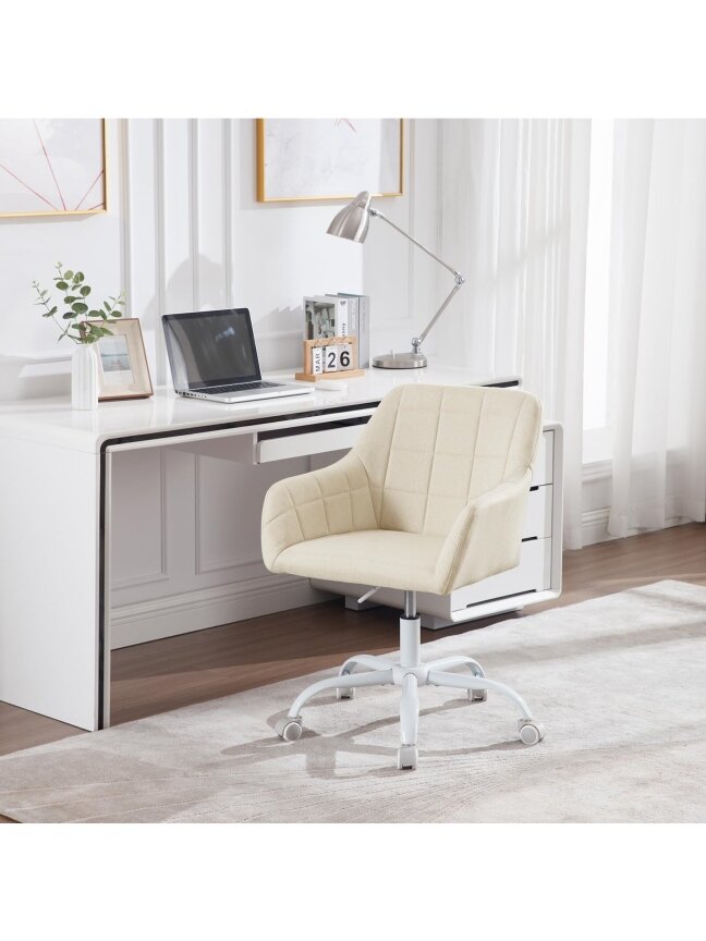 Swivel office chair – adjustable height, fabric, cream color Swivel office chair – adjustable height, fabric, cream color