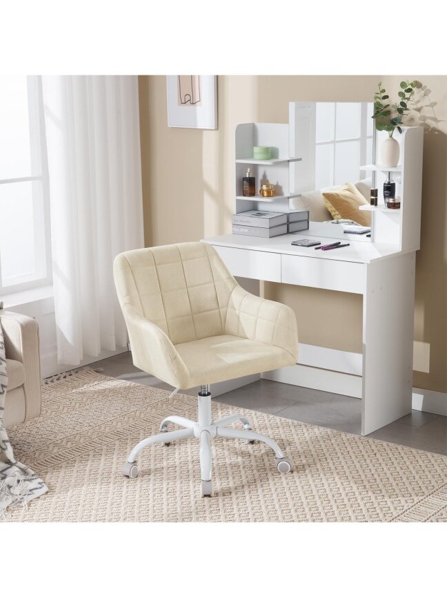 Swivel office chair – adjustable height, fabric, cream color 1 Swivel office chair – adjustable height, fabric, cream color 1