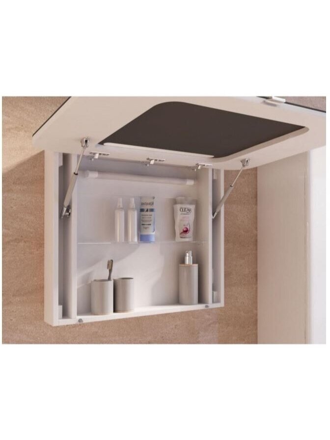 Wall-mounted bathroom mirror cabinet Vento Prato, white, 13.5 × 80 × 55 cm 1
