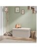Linen storage ottoman with storage compartment, foldable storage bench pouffe, 76 × 37.5 × 38 cm, beige