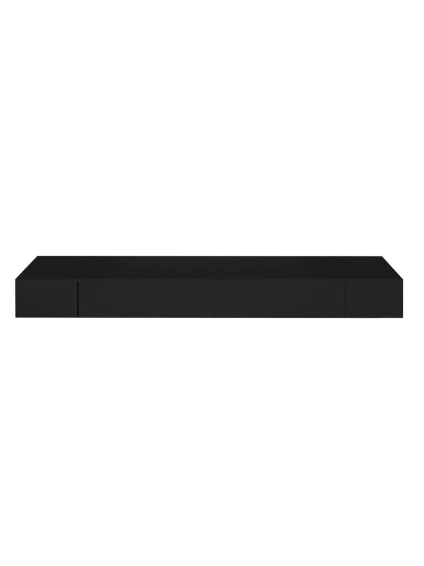 Wall-mounted shelf with drawer, black, 80 × 25 × 8 cm 3