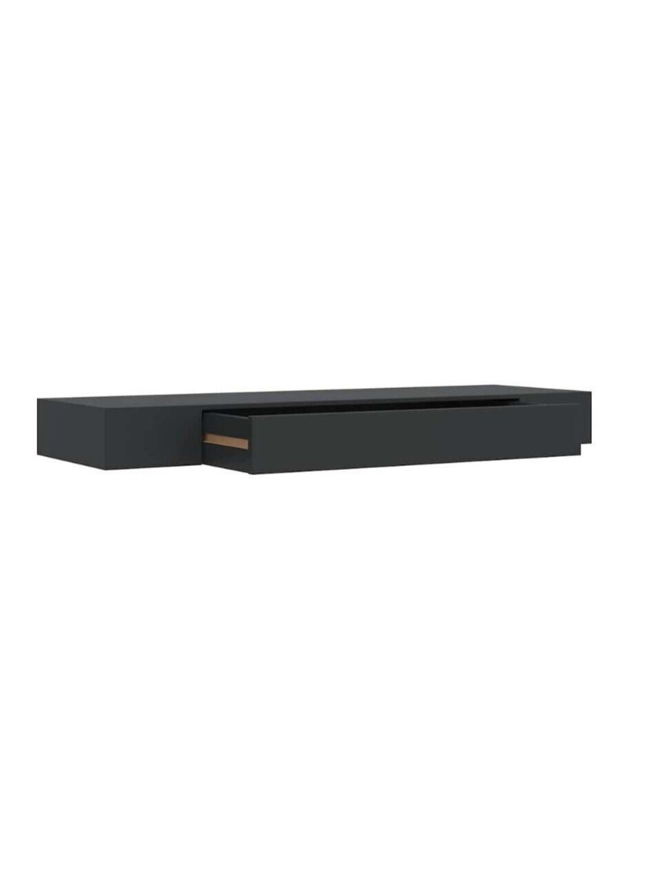 Wall-mounted shelf with drawer, black, 80 × 25 × 8 cm