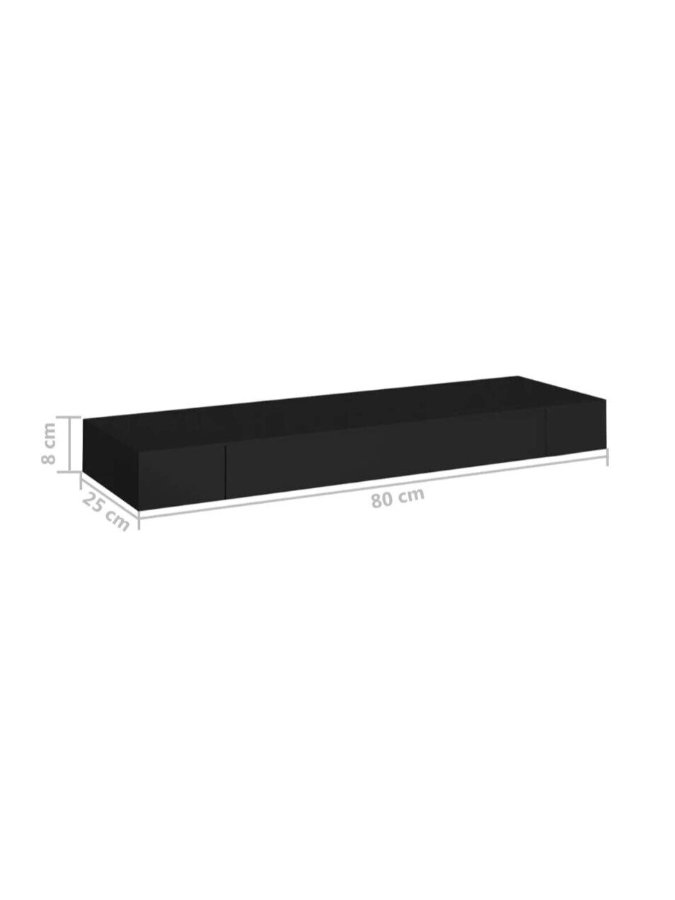 Wall-mounted shelf with drawer, black, 80 × 25 × 8 cm 6
