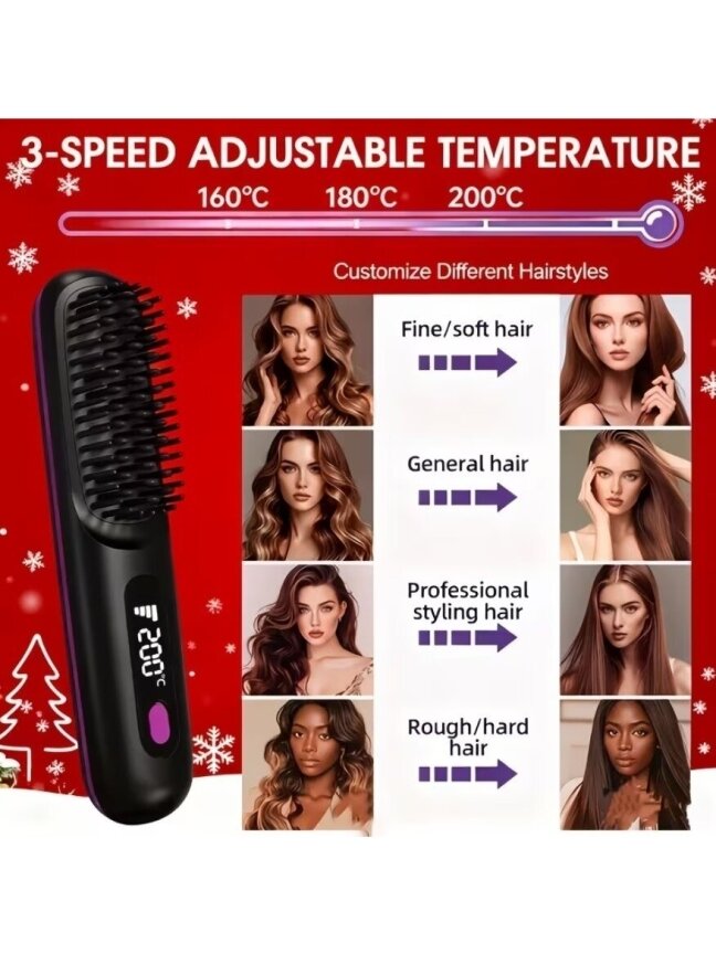 Hair Straightening Brush with LED Display – Fast Heating and Constant Temperature 4