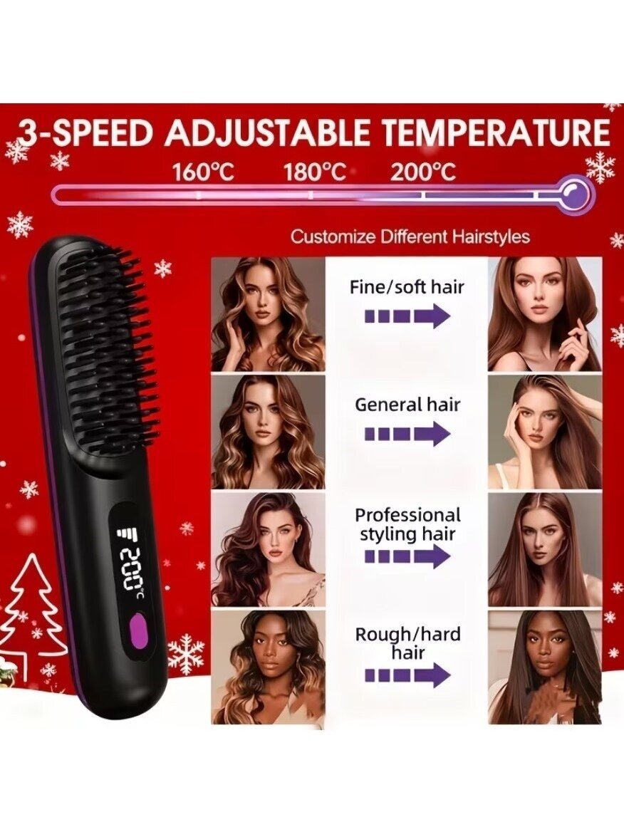 Hair Straightening Brush with LED Display – Fast Heating and Constant Temperature 4