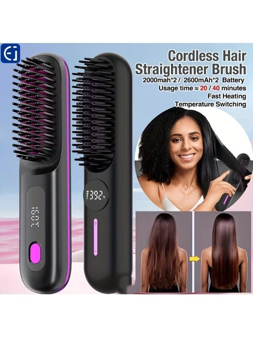 Hair Straightening Brush with LED Display – Fast Heating and Constant Temperature