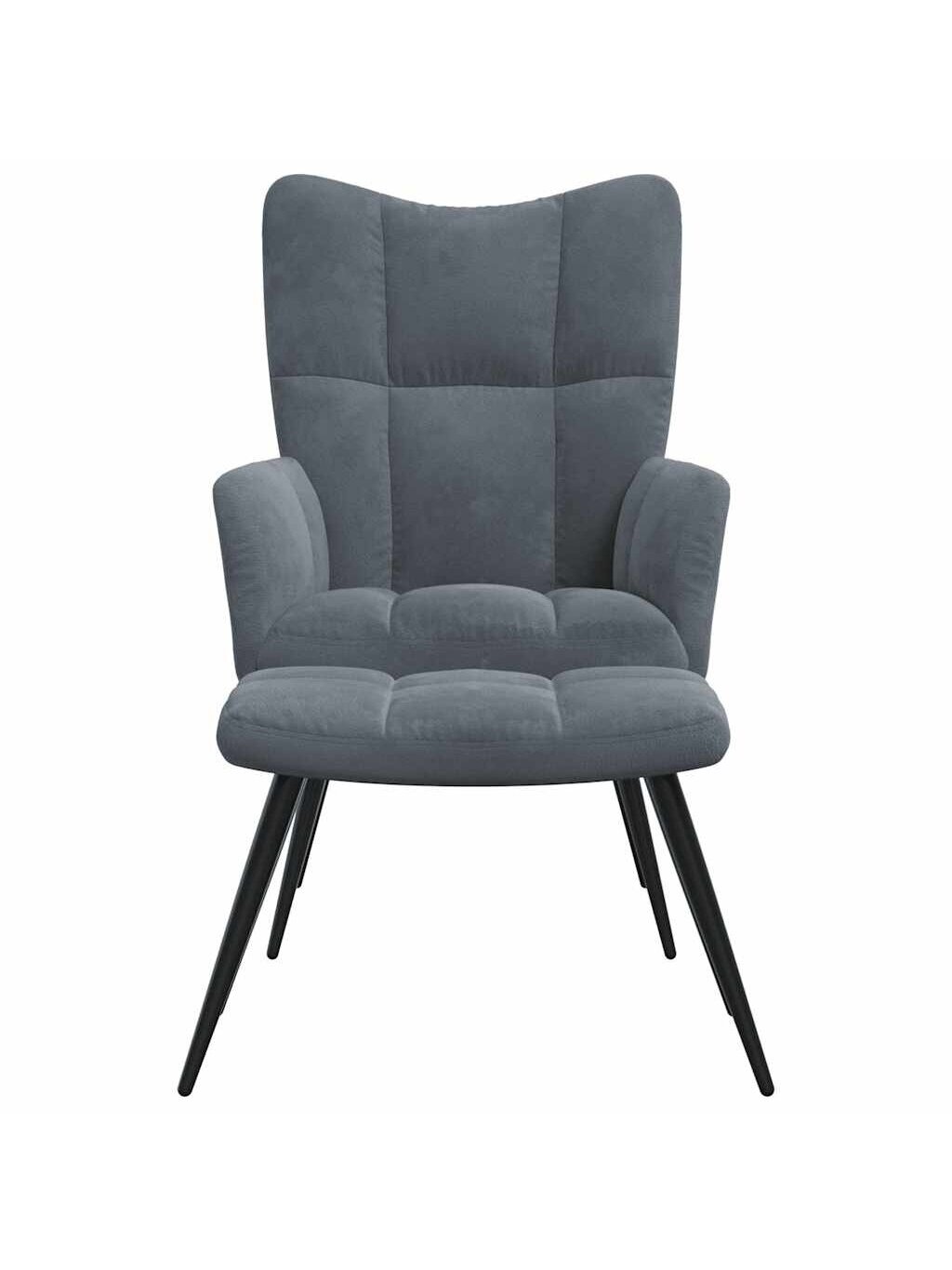 Recliner chair with footrest, dark grey, velvet 2